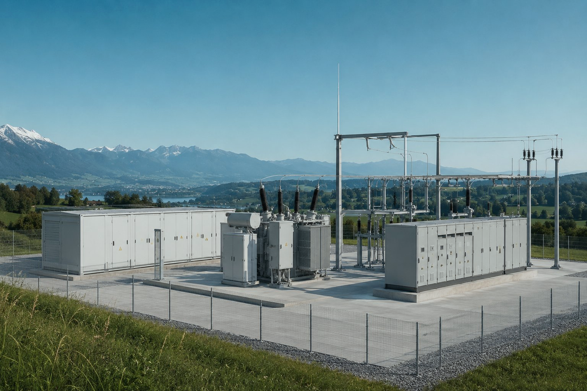 Grid connection and substation next to the battery storage